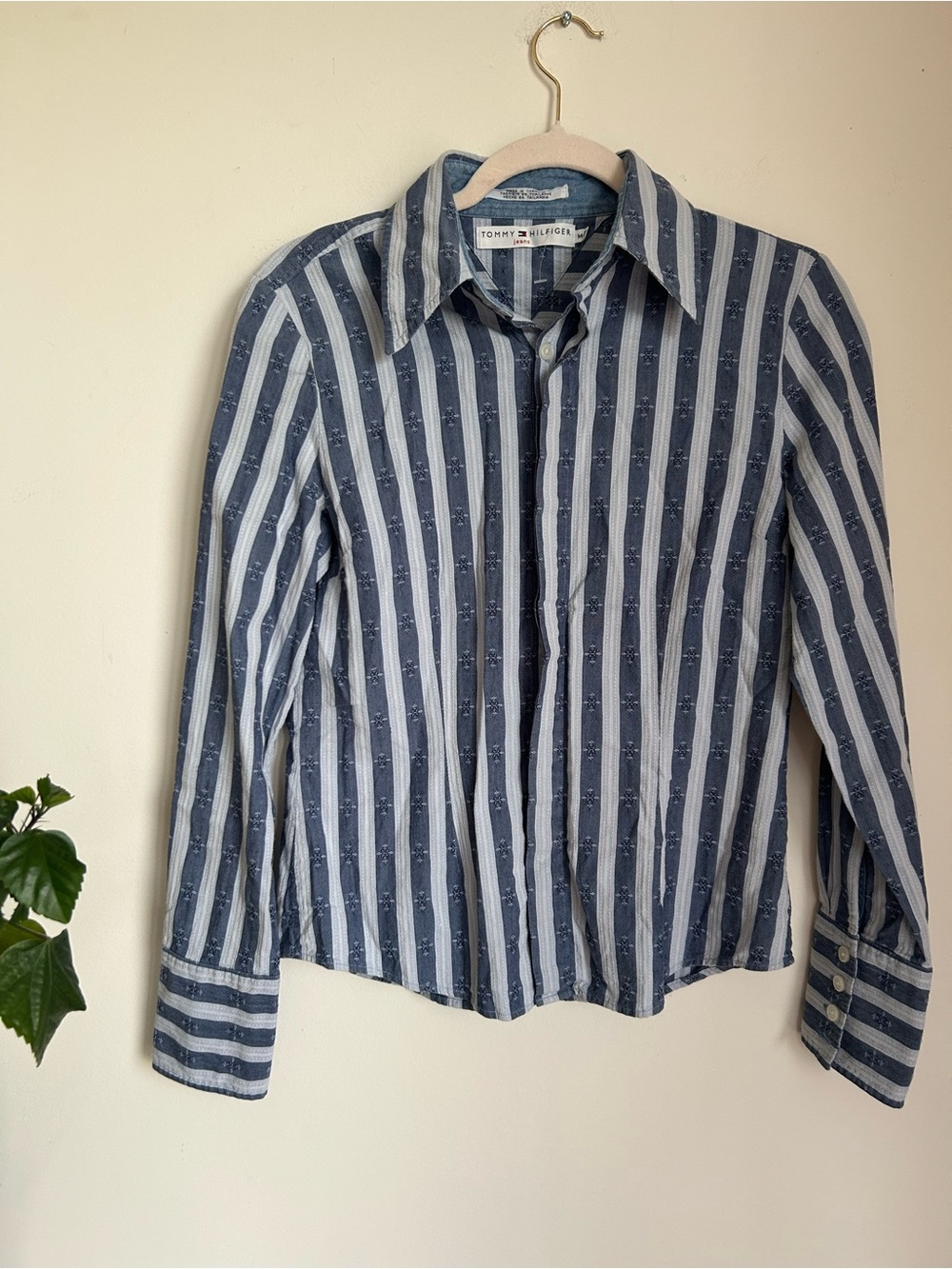 Tommy Hilfiger Navy and White Vertical Stripe Shirt